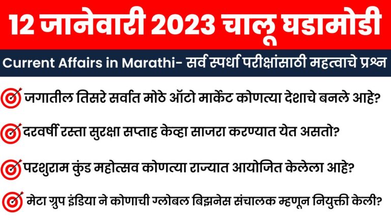 12 January 2023 Current Affairs in Marathi