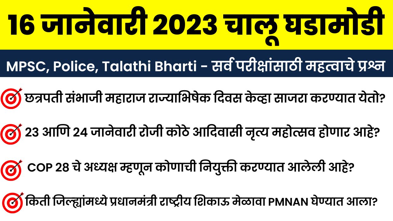16 January 2023 Current Affairs in Marathi