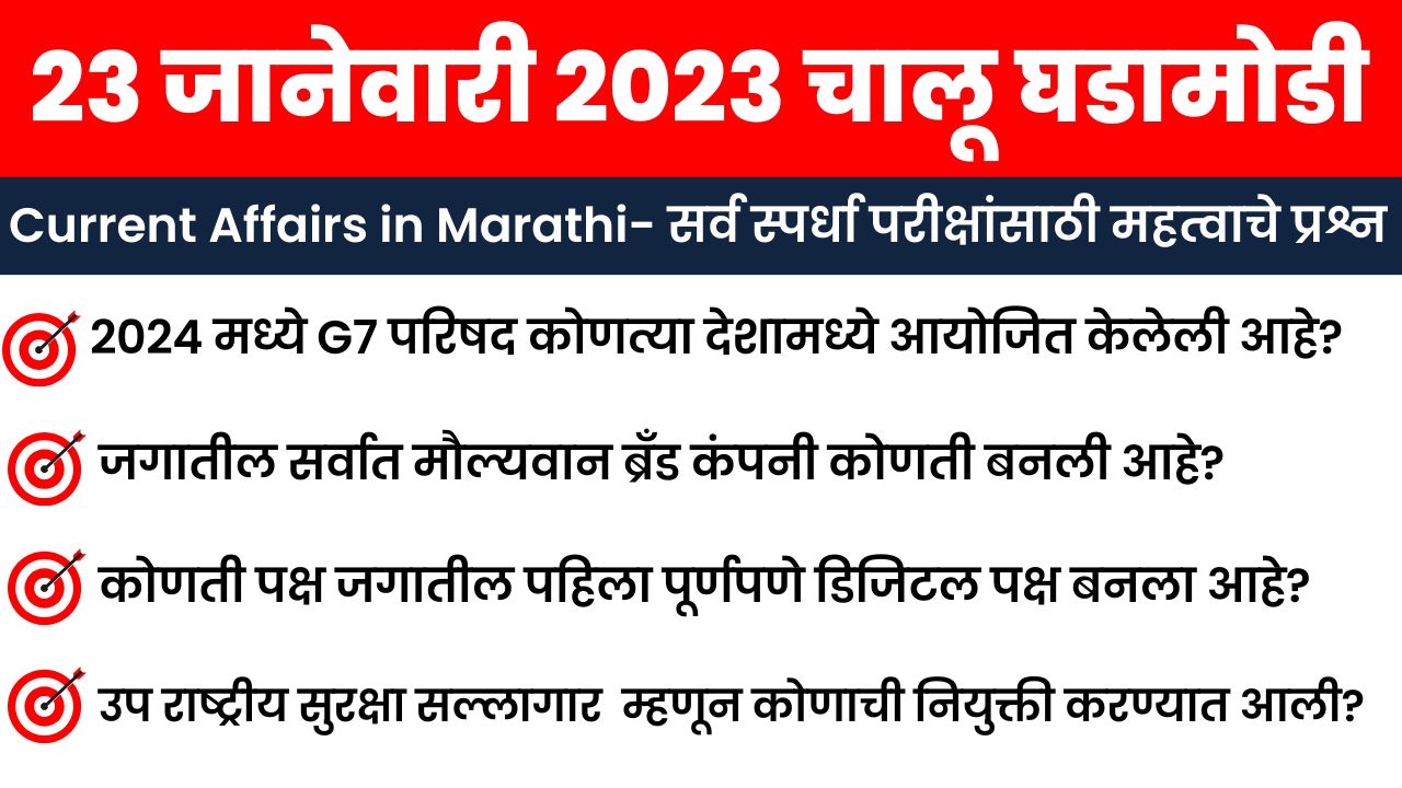 23 January 2023 Current Affairs in Marath