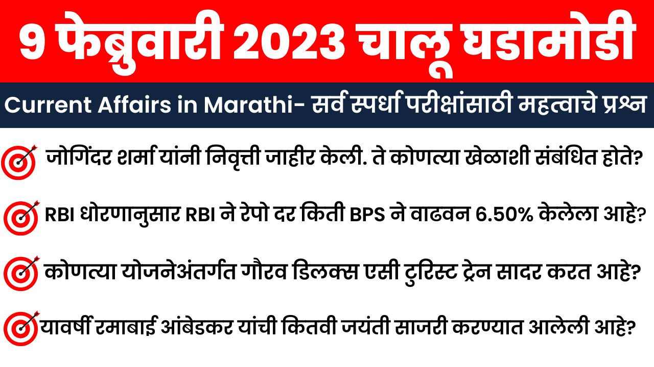 9 February 2023 Current Affairs in Marathi